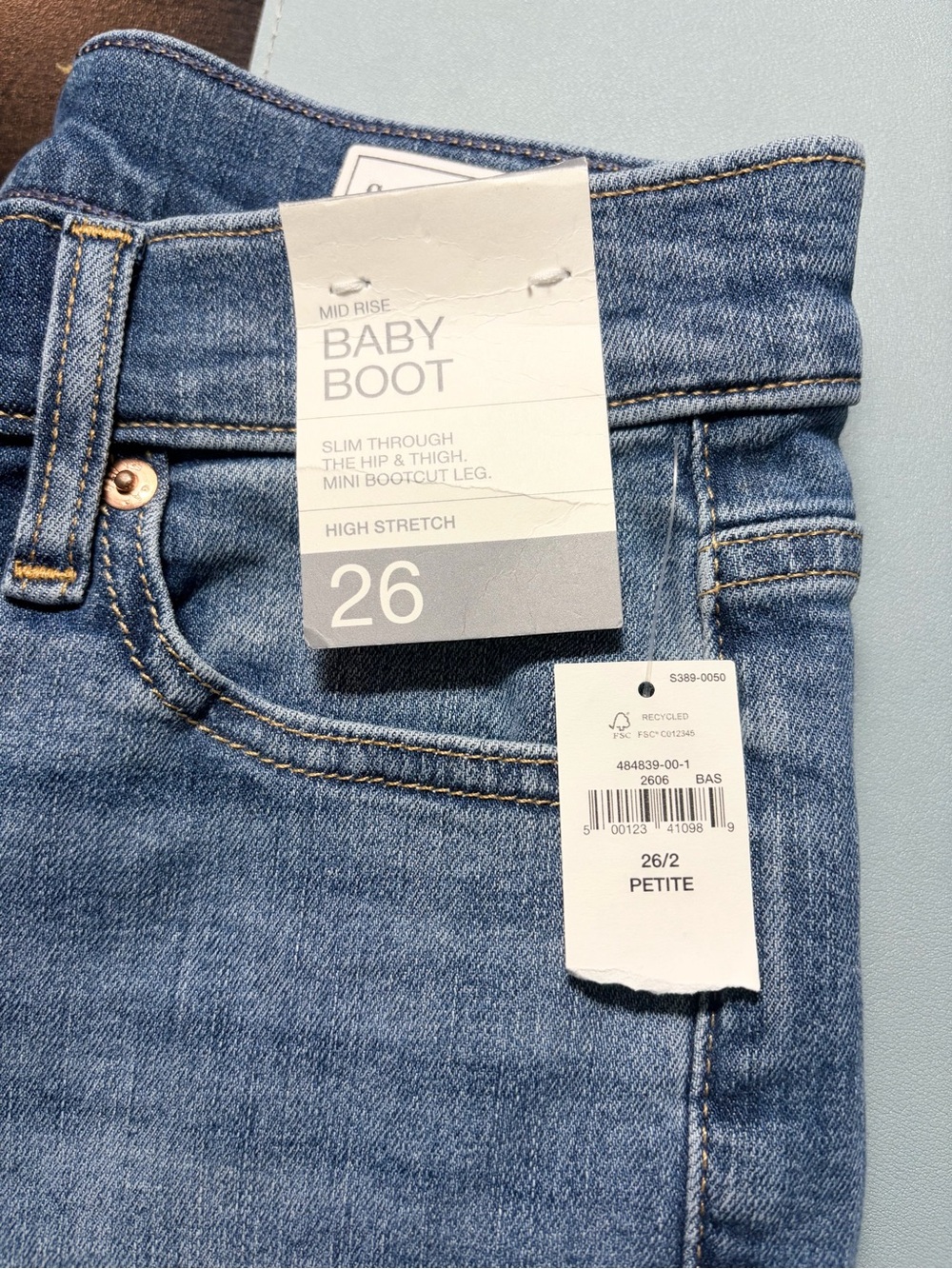 GAP Baby Boot Mid Rise Stretch Blue Jeans Women's Size 26/2 Petite - Picture 4 of 7